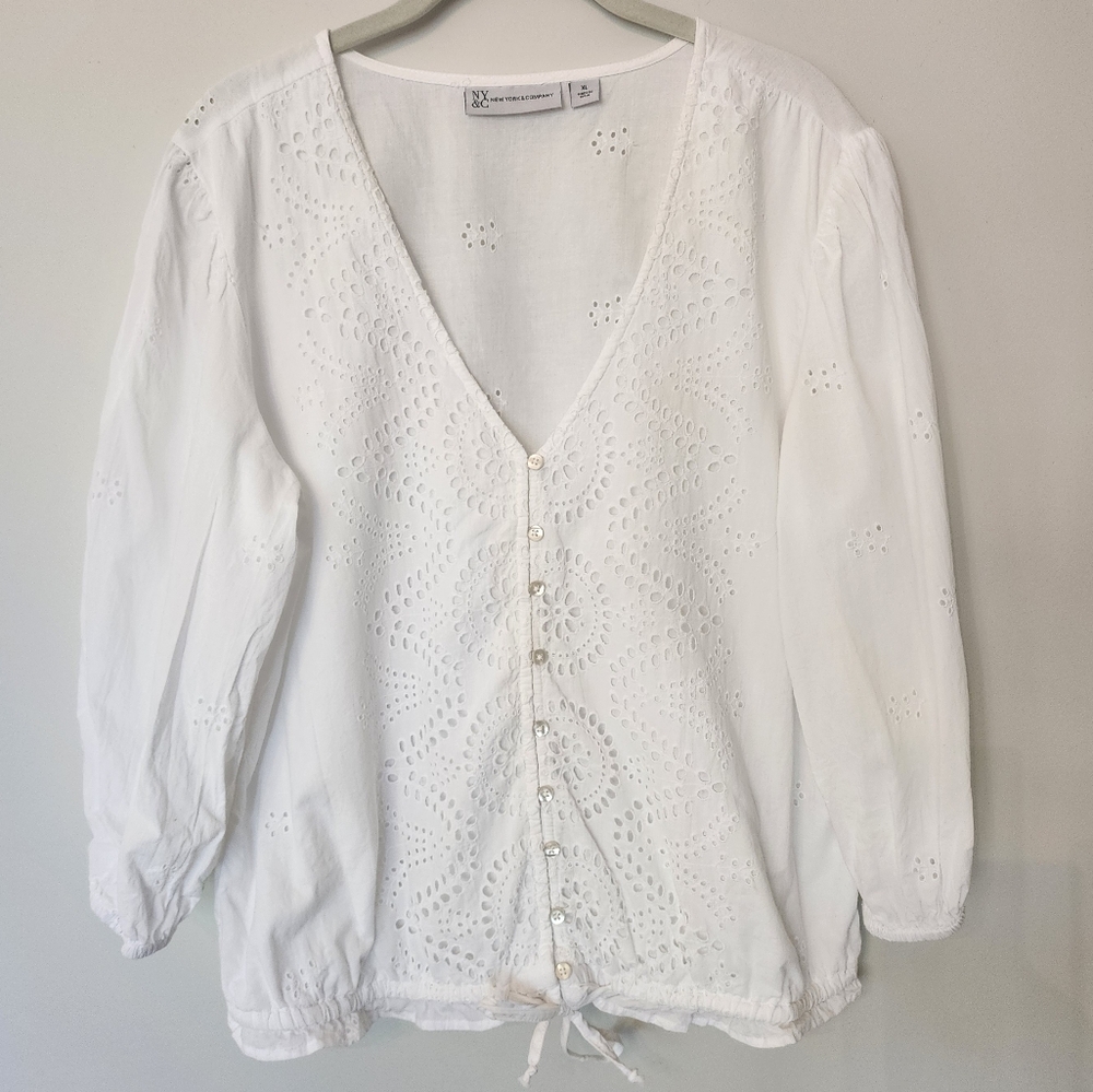 New York & Company white blouse, size XL